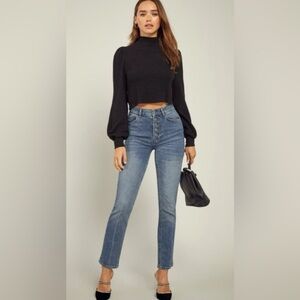 R.3 - Reformation Liza Button Fly Ultra High Rise Straight Jeans
